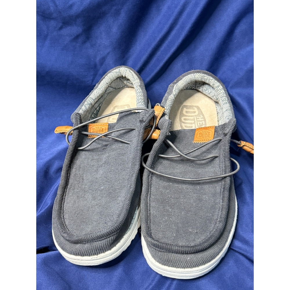 Hey Dude Wally Corduroy Charcoal Grey Mens Slip On Shoes Size 8 40163-025
